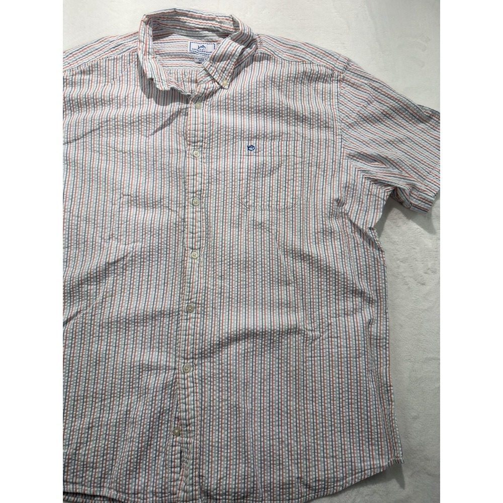Southern Tide Shirt Mens 2XL Multicolor Stripe Short Sleeve Button Front Casual - Picture 3 of 6